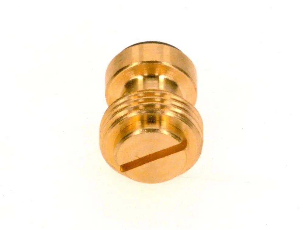 Verschluss aus Messing mit mittiger Nut und seitlichen Gewinden, typisches Element von Bosch für Dichtungen oder Befestigungen in technischen Anwendungen.